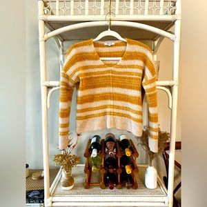 Madewell Space Dye Juniper V-Neck Pullover Fuzzy Sweater